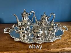 Reed & Barton Regent 5600 Silver-Plated Tea Set 5 Piece Set with Tray, Vintage