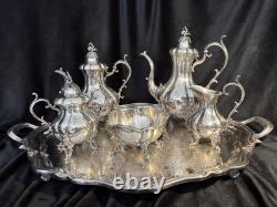 Reed & Barton Silver Coffee/Tea Set with Tray, Creamer, Sugar with lid, & Waste