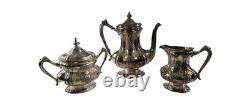 Reed & Barton Silver Plated Coffee Tea Set Sugar Creamer 3637 Holloware Scroll
