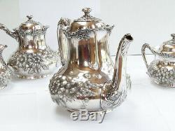 Reed & Barton Silverplate Stunning Floral Pattern #3518 4PC Coffee & Tea Set