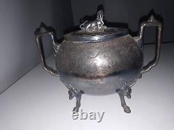 Reed & Barton Silverplate Tea Set Sphinx lids, Buckhead legs, late 1800s
