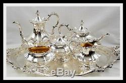 Reed & Barton Victorian (1954-1955) 6 Pc. Silver Plate Tea Set Monogram S