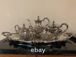 Reed & Barton Victorian Pattern 5 Piece Silver Plated Tea Set With Matching Tray