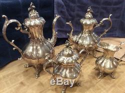 Reed & Barton Winthrop Shield Pumpkin Silver Plate footed Coffee Tea Set #1795