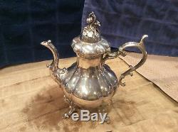 Reed & Barton Winthrop Shield Pumpkin Silver Plate footed Coffee Tea Set #1795