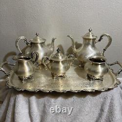 Reed and Barton Regent 5600 Fine Silver Coffee Tea Set With Silver Plate 6 Pcs