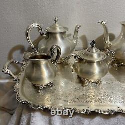 Reed and Barton Regent 5600 Fine Silver Coffee Tea Set With Silver Plate 6 Pcs