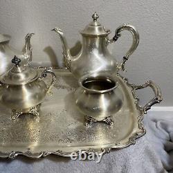 Reed and Barton Regent 5600 Fine Silver Coffee Tea Set With Silver Plate 6 Pcs