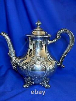 Reed and Barton silverplate 5 piece hand chased Regent tea and coffee set