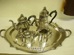 Reed and barton lexington and concord silver plated tea service with tray