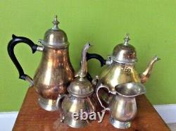 Regency Silver Plate tea set gold wash Pitcher creamer black handle NOS decor