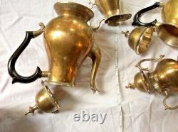 Regency Silver Plate tea set gold wash Pitcher creamer black handle NOS decor