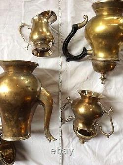 Regency Silver Plate tea set gold wash Pitcher creamer black handle NOS decor