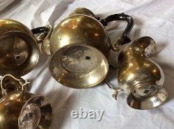 Regency Silver Plate tea set gold wash Pitcher creamer black handle NOS decor