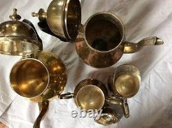 Regency Silver Plate tea set gold wash Pitcher creamer black handle NOS decor