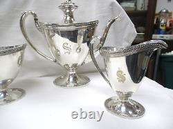 Regency Style Wilcox SP Co International N1986 Marie Louise Silverplate Tea Set