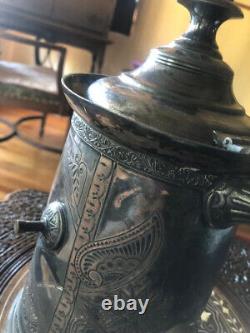 Rockford Silver Co. Quadruple Silver Plate Wedding Coffee Tea Pot 1800s TLC