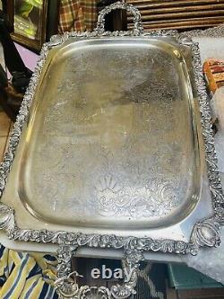 Rococo Antique Silver on Copper Tea Set 3 Pots 2 Sugars Creamer Tray 1880s