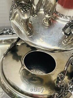 Rococo Antique Silver on Copper Tea Set 3 Pots 2 Sugars Creamer Tray 1880s