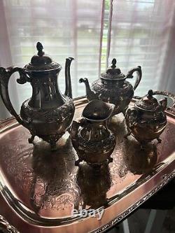 Rogers Bros 1847 Heritage IS Silverplate Tea and Coffee Set with Large Tray