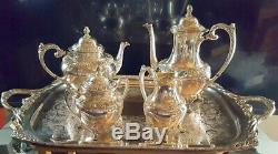 Rogers Bros COFFEE TEA SET 1847 Silverplate HERITAGE Pot Teapot Tray