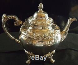 Rogers Bros COFFEE TEA SET 1847 Silverplate HERITAGE Pot Teapot Tray