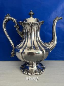 Rogers Bros Meriden Silver Plate Tea Coffee Pot Creamer & Sugar Bowl Serving Set