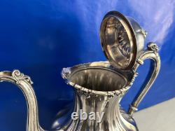 Rogers Bros Meriden Silver Plate Tea Coffee Pot Creamer & Sugar Bowl Serving Set