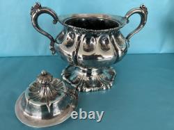 Rogers Bros Meriden Silver Plate Tea Coffee Pot Creamer & Sugar Bowl Serving Set