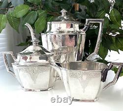 Rogers Brothers Antique Ancestral Silver Plate Art Deco Tea Set