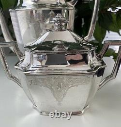 Rogers Brothers Antique Ancestral Silver Plate Art Deco Tea Set