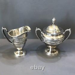 Rose Point by Wallace Silverplate Tea Set 3pc Coffee Tea Pot Sugar Creamer