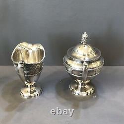 Rose Point by Wallace Silverplate Tea Set 3pc Coffee Tea Pot Sugar Creamer