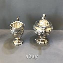 Rose Point by Wallace Silverplate Tea Set 3pc Coffee Tea Pot Sugar Creamer