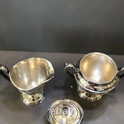 Rose Point by Wallace Silverplate Tea Set 3pc Coffee Tea Pot Sugar Creamer