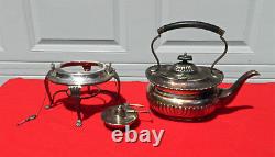 SHEFFIELD SILVER PLATE TEA/COFFEE SET WithRARE TEAKETTLE & STAND (5 -PIECE SET)