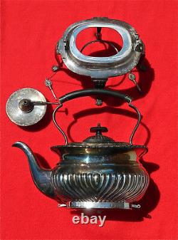 SHEFFIELD SILVER PLATE TEA/COFFEE SET WithRARE TEAKETTLE & STAND (5 -PIECE SET)