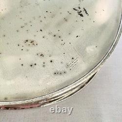 SILVER PLATED Vintage Large Oval Pierced Gallery Tea Serving Tray Mirror Surface