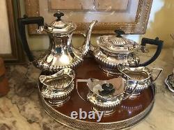 SILVER SHEFFIELD England 5 PCs Coffee / Tea Set Plus 1 Italian Silver Tray