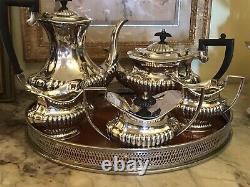 SILVER SHEFFIELD England 5 PCs Coffee / Tea Set Plus 1 Italian Silver Tray