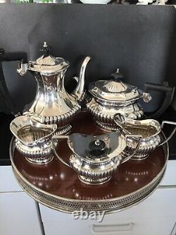 SILVER SHEFFIELD England 5 PCs Coffee / Tea Set Plus 1 Italian Silver Tray