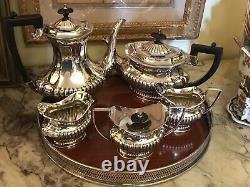 SILVER SHEFFIELD England 5 PCs Coffee / Tea Set Plus 1 Italian Silver Tray