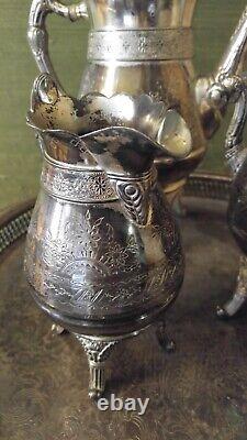SIMPSON HALL MILLER & CO. Treble Plate 1872, 4 Pcs Tea Set, Teapot/Sugar/Creamer