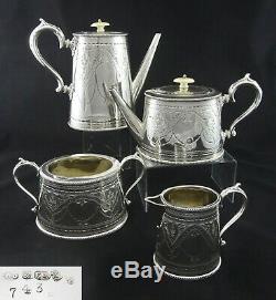 STUNNING 4 PIECE WB & Co OVAL STYLE CHASED TEA SET SUGAR CREAMER SILVER PLATED