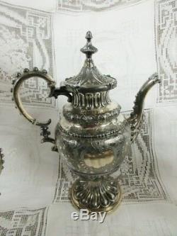 Sale 19th Century Victorian 3 Pc Gothic Influenced Silver Plated Tea Service