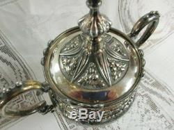 Sale 19th Century Victorian 3 Pc Gothic Influenced Silver Plated Tea Service