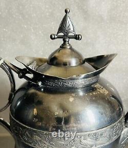 Set Of 2 ANTIQUE MERIDEN B. COMPANY Silver Plated Victorian Teapot/ Coffee
