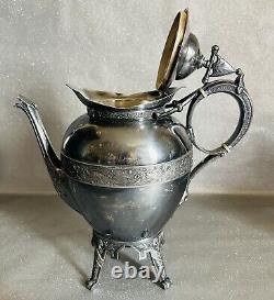Set Of 2 ANTIQUE MERIDEN B. COMPANY Silver Plated Victorian Teapot/ Coffee