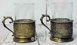 Set Of 5 Antique Norblin & Co. Silver Plate Tea Glass Holders Warsaw