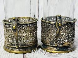 Set Of 5 Antique Norblin & Co. Silver Plate Tea Glass Holders Warsaw